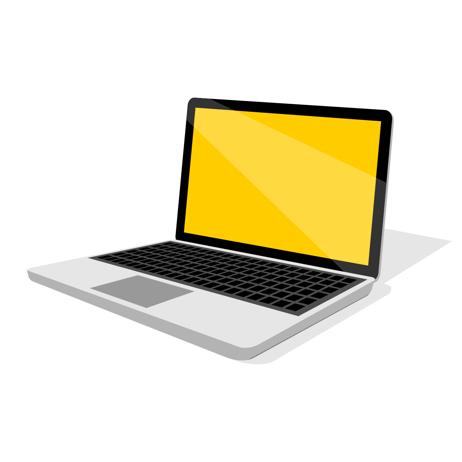 Vector for free use: Laptop with a yellow screen