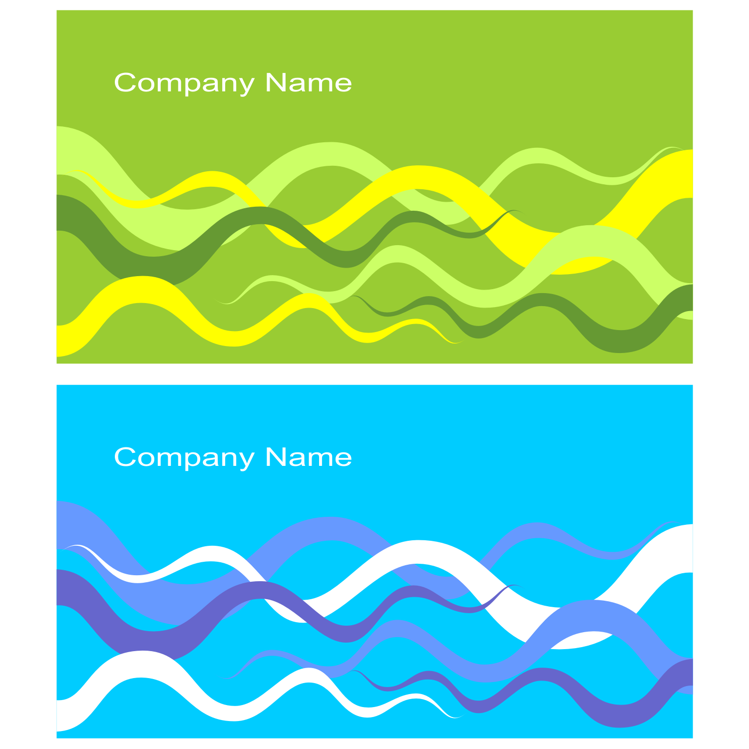 Set of business cards with waves