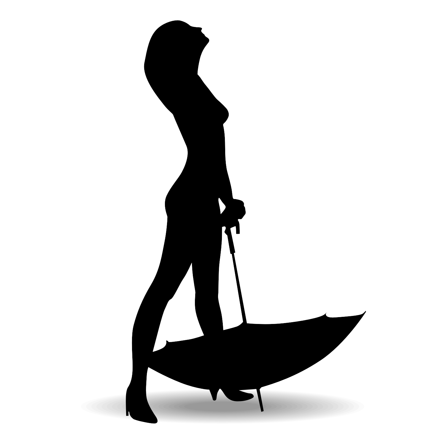 Download Vector for free use: Woman silhouette with umbrella
