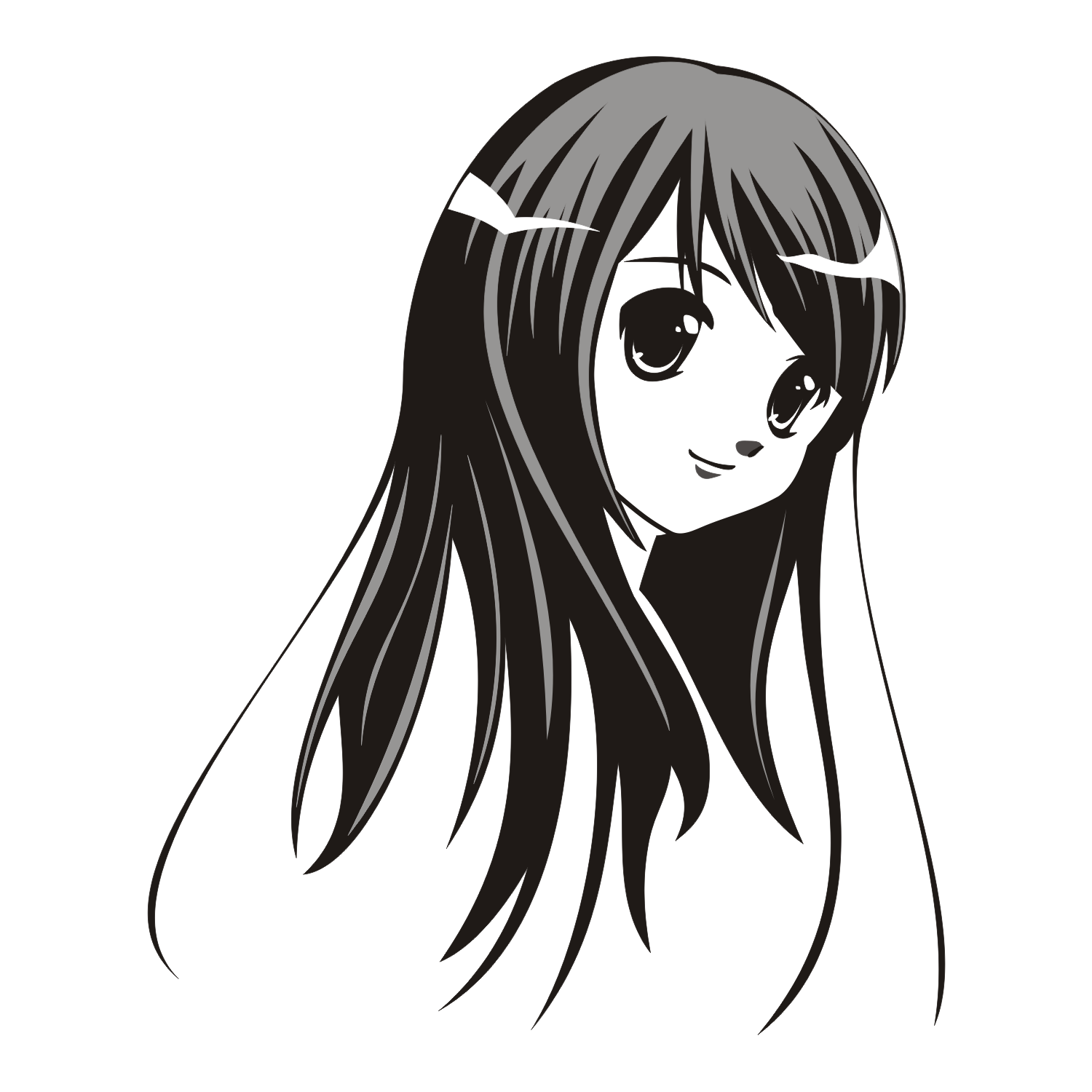 Vector for free use: Lovely anime girl