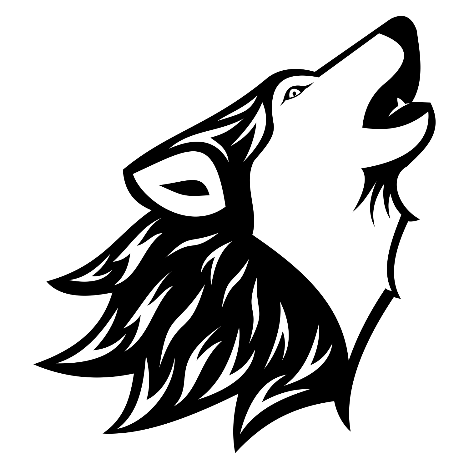 Download Vector for free use: Wolf tattoo