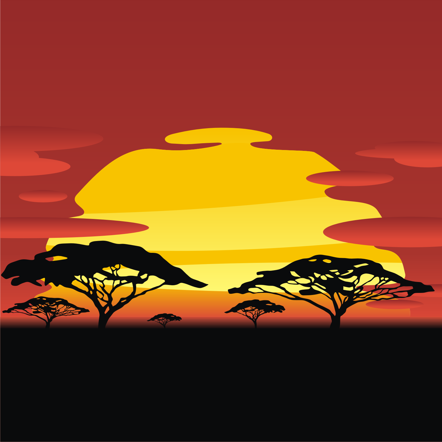 Vector for free use: African sunset