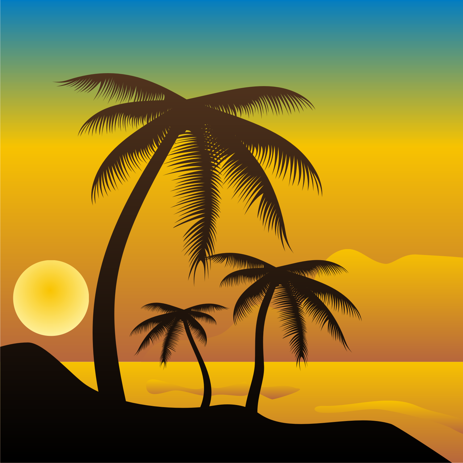 Beach With Palm Trees Vector Illustration Palm Tree Clip Art | My XXX ...