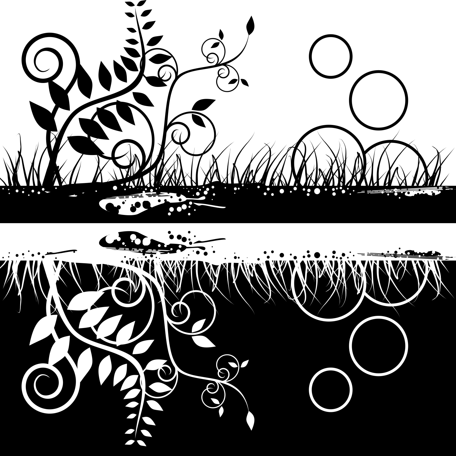 Vector for free use: Black White Floral Design